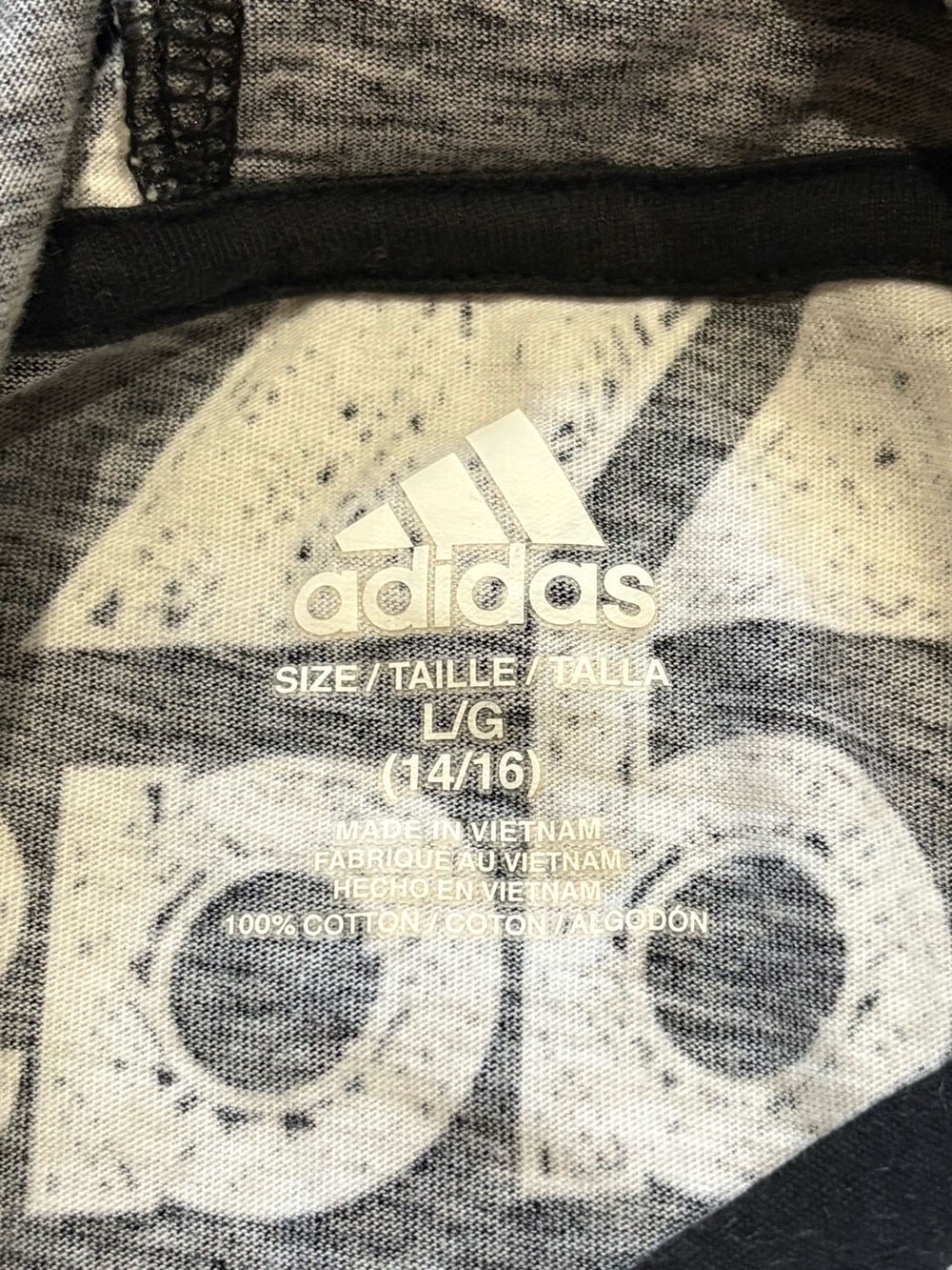 adidas black and white hooded long sleeve with adidas logo all over Size Large - Picture 3 of 8